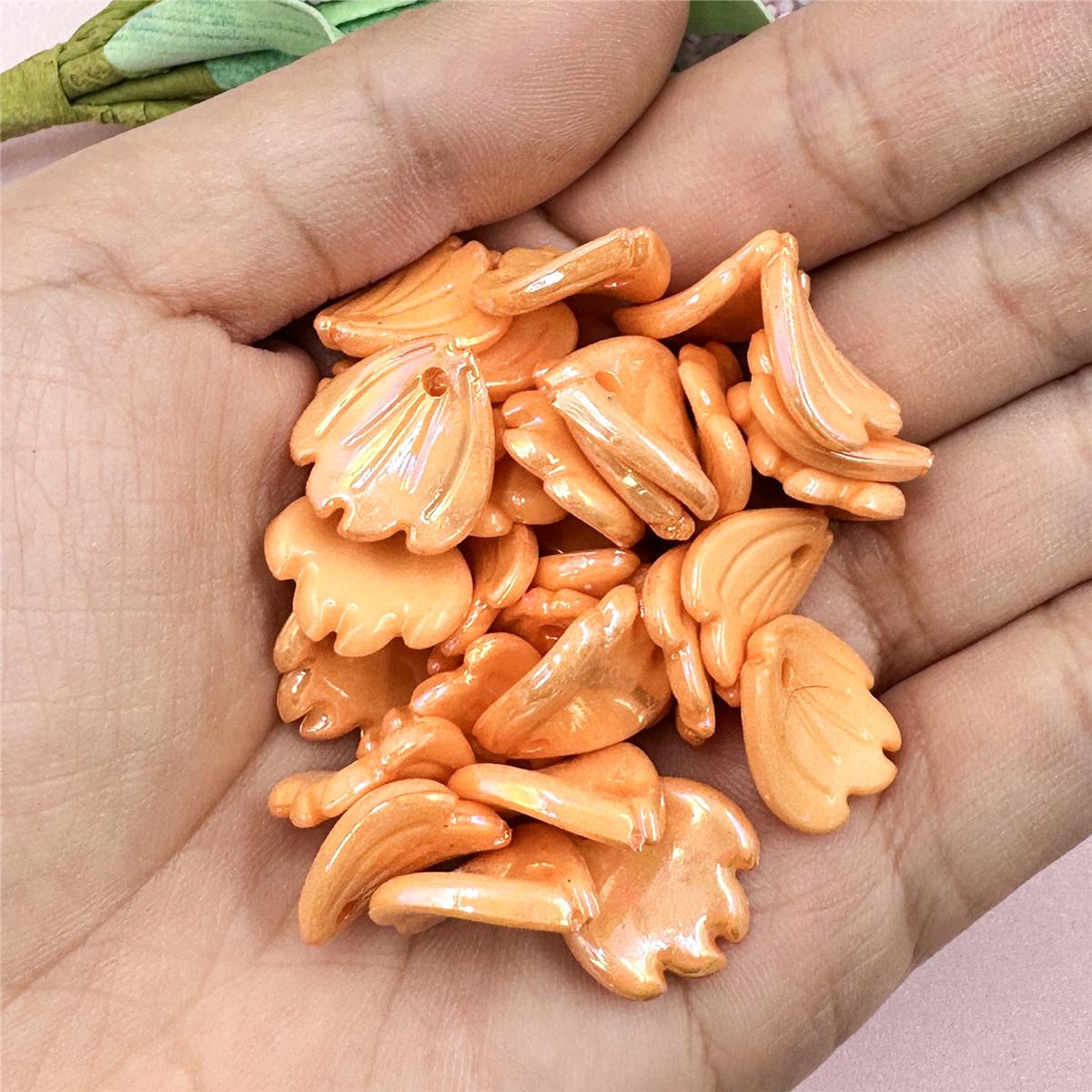 

50 шт./набор Ожерелья Ювелирные изделия Маркировка Лепестковые бусины 15,2*15,7 мм Акриловые для серег Украшения для волос DIY Материалы ручной работы оранжевый