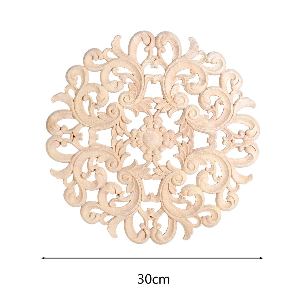 Carving Natural Wood Appliques For Furniture Cabinet Unpainted Wooden Mouldings Decal Vintage Home Decor 10/12/15/20/24/30cm