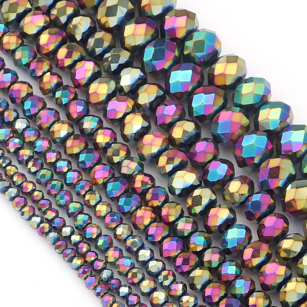 1 Strand Rondelle Faceted Crystal Beads Colorful Glass Loose Bead For Jewelry Making DIY Bracelet Necklace Supplies 3/4/6/8/10mm