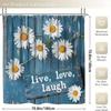 4Pcs Vintage Farm Floral Shower Curtain Set with Non-Slip Bath Mat, Toilet Lid Cover, Contour Rug & 12 Hooks, Bathroom Decor