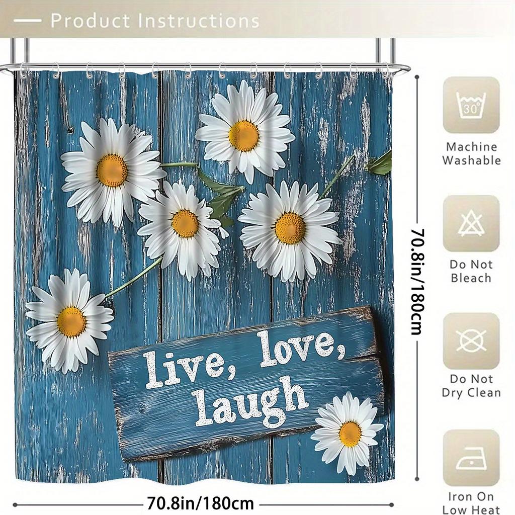 4Pcs Vintage Farm Floral Shower Curtain Set with Non-Slip Bath Mat, Toilet Lid Cover, Contour Rug & 12 Hooks, Bathroom Decor