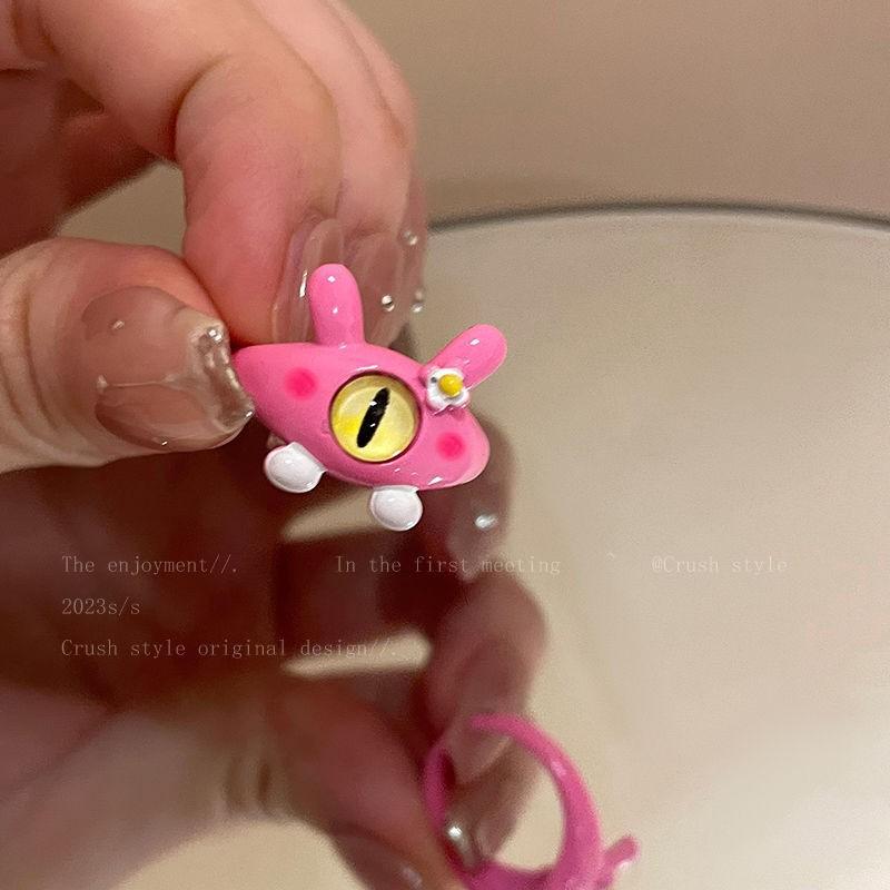 Cute and Quirky Cartoon Alloy Ring - Unique and Fashionable, Small and Niche Design, Open Mouth, Index Finger Ring