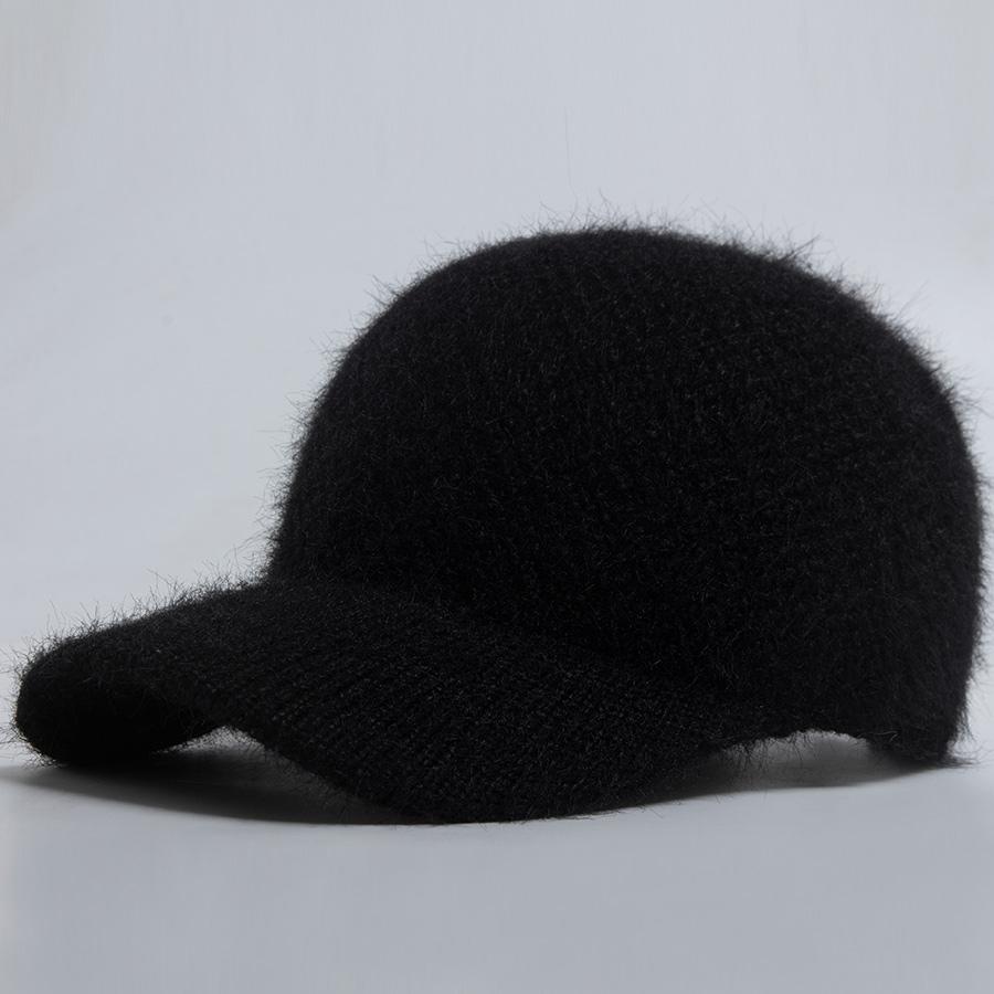 Knitted Faux Rabbit Fur Baseball Cap Women Fashion Autumn Winter Warm Hat For Ladies Female Casual Caps Woman Adjustable New