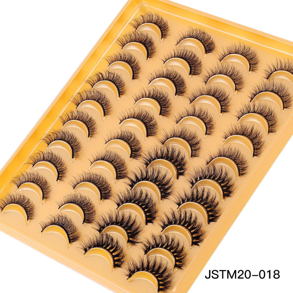 20 Pairs Of Thick Fried False Eyelashes Naturally Curled Imitation Mink Eyelashes