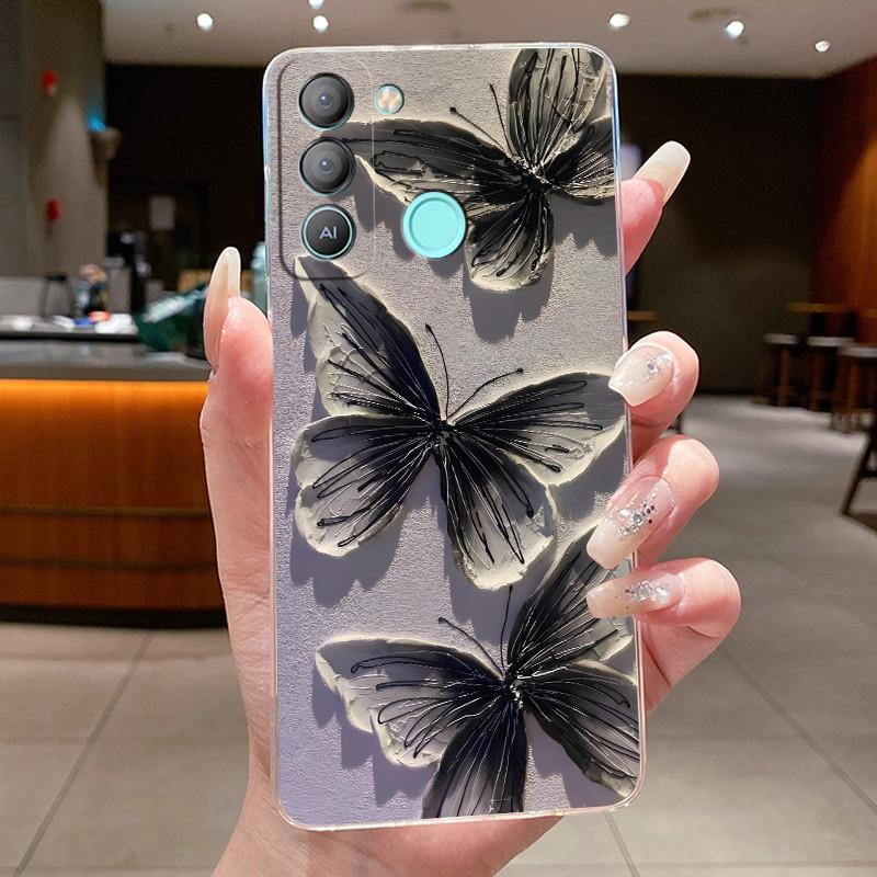 For Tecno Pop 5 LTE BD4 Pop5 BD2 4 Air 4 LTE Cases Flower Butterfly Cover Pop 6 Pro BE8 Soft Silicone Transparent TPU Phone Case
