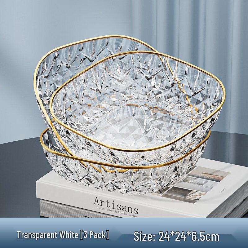 Yuzhuxun Gold-Rimmed Crystal-Style Fruit Plate Set