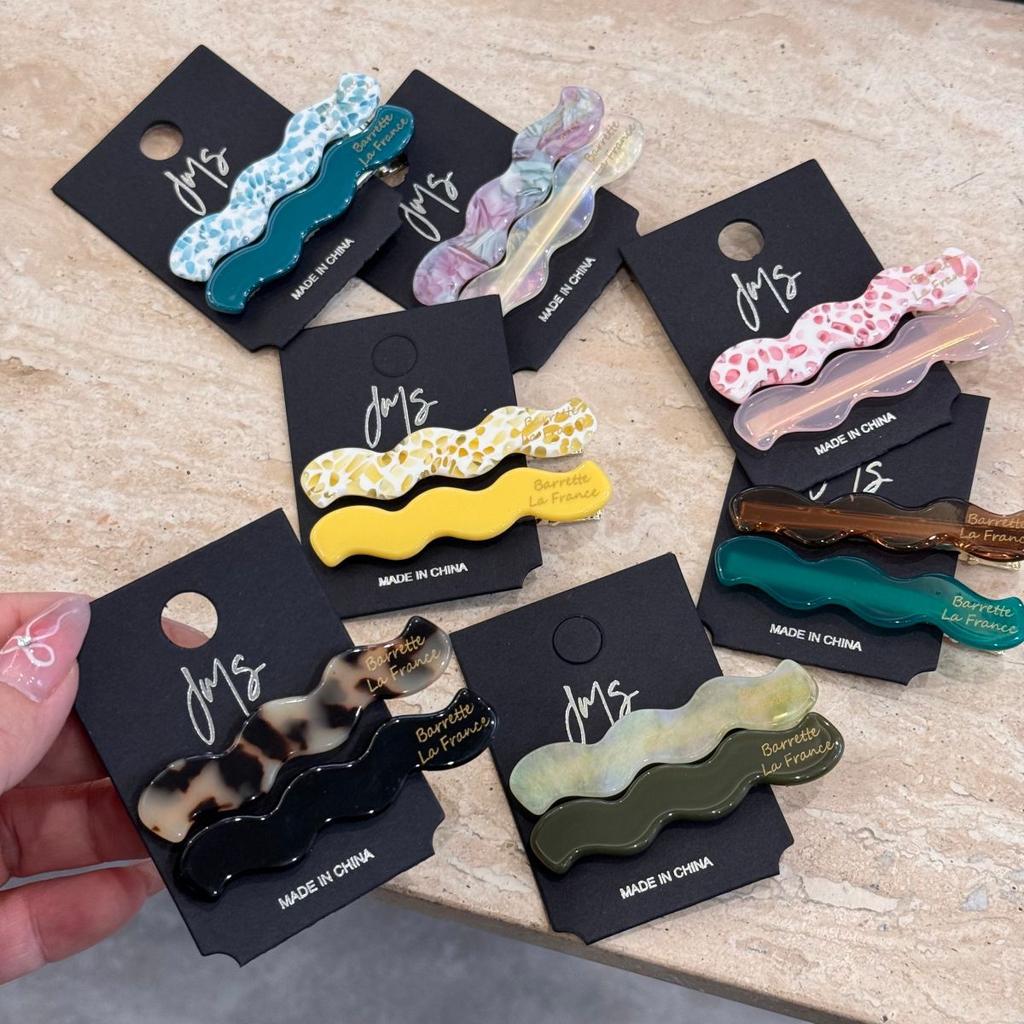 2pcs/set Acetate Hair Clips Wave Geometric Hairpin Colorful Printings Barrettes Elegant Sweet Cute Women Hair Accessories