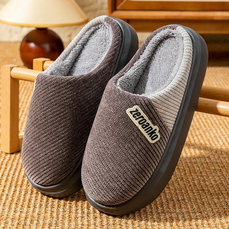 Cotton slippers autumn and winter indoor home EVA thick bottom plush warm advanced sense silent plush slippers