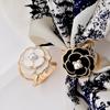 Camellia Scarf Buckle Silk Scarf Buckle Pearl Floral Scarf Ring Clip Clothing Ring Wrap Holder