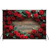 Mocsicka Red Love Rose Background Valentine's Day Party Flower Plank Wall Wedding Decorations Photography Backdrop Studio Banner