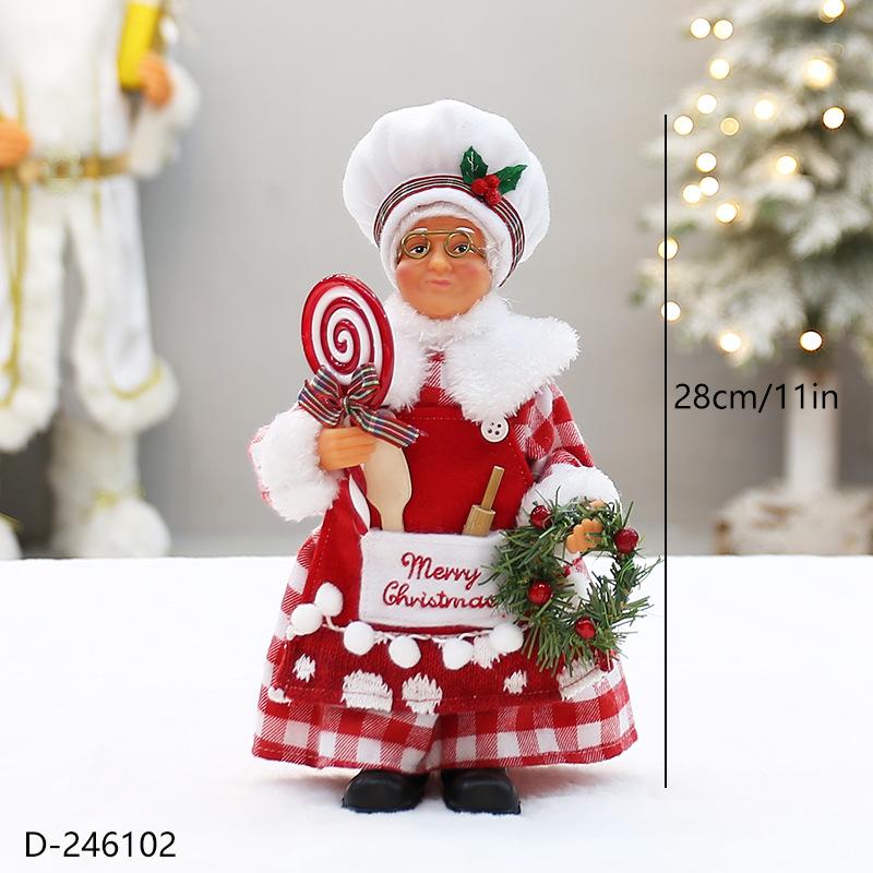 Cartoon-inspired New Standing and Sitting Position Chef Figurine for Elderly Women and Grandmothers Christmas Table Decoration Item, Stand-alone Piece