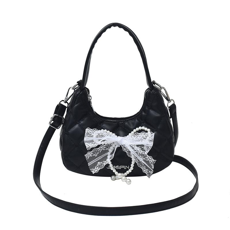 New Bow Shoulder Bag Large Capacity Oblique Span Bag Fashionable Versatile Women's Bag Trendy Casual Tote Bag