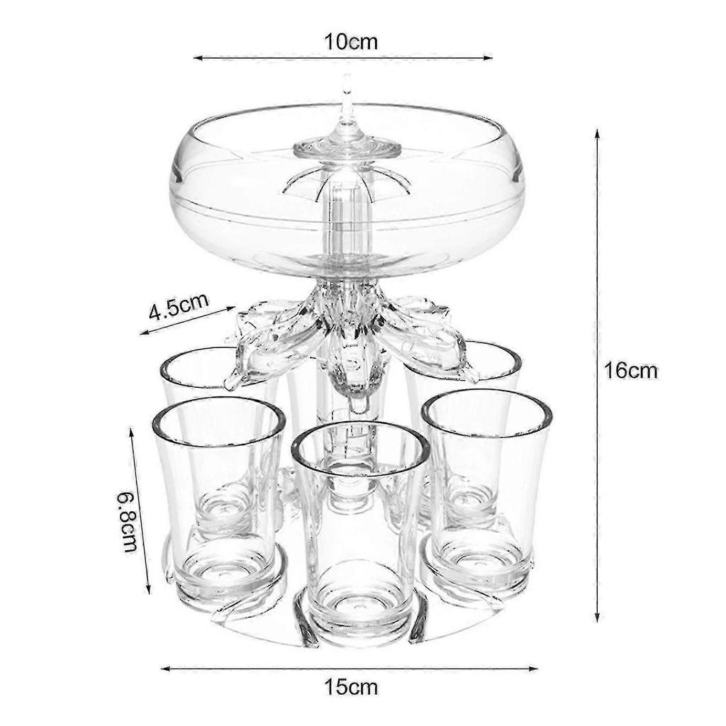1 Set Beverage Dispenser Food Grade Shatterproof Acrylic 6 Shot Wine Dispenser With Cups Filling Liquid Tools For Home - Bdliv
