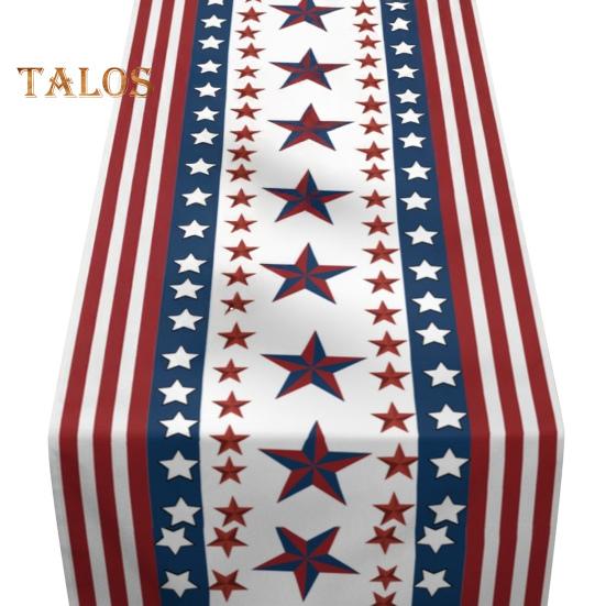 Bieżnik na stół 4 lipca USA Wzór gwiazd i pasków Bieżnik Dzień Niepodległości Patriotyczna dekoracja na Dzień Pamięci Dekoracja stołu jadalnego do domu, kuchni