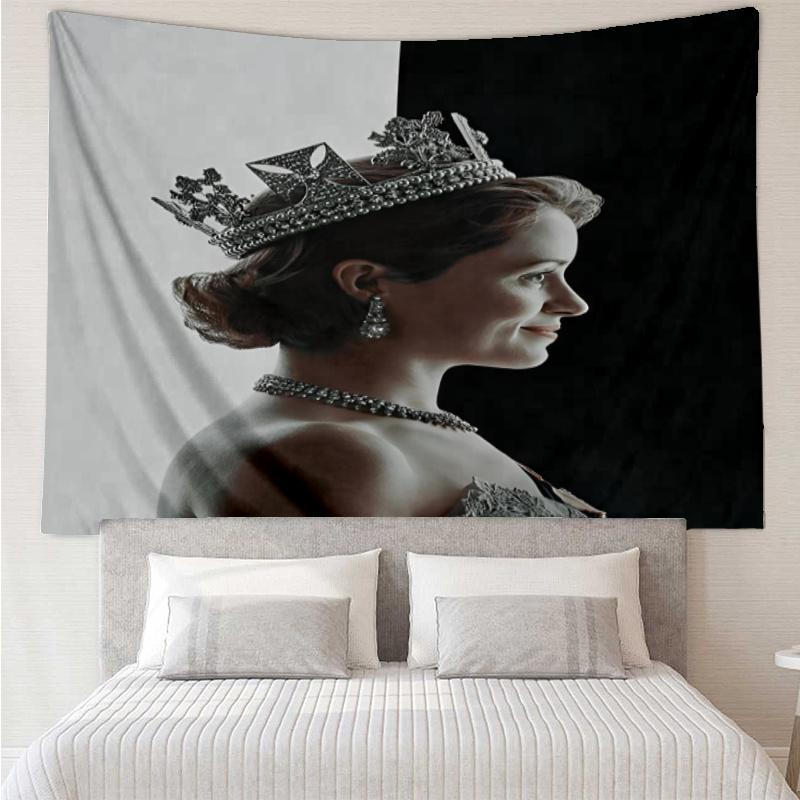 The Crown Print Tapestry, Backdrop, Easy Setup, Ideal for Bedroom, Office & Living Room, with Aesthetic Wall Hanging Decor.