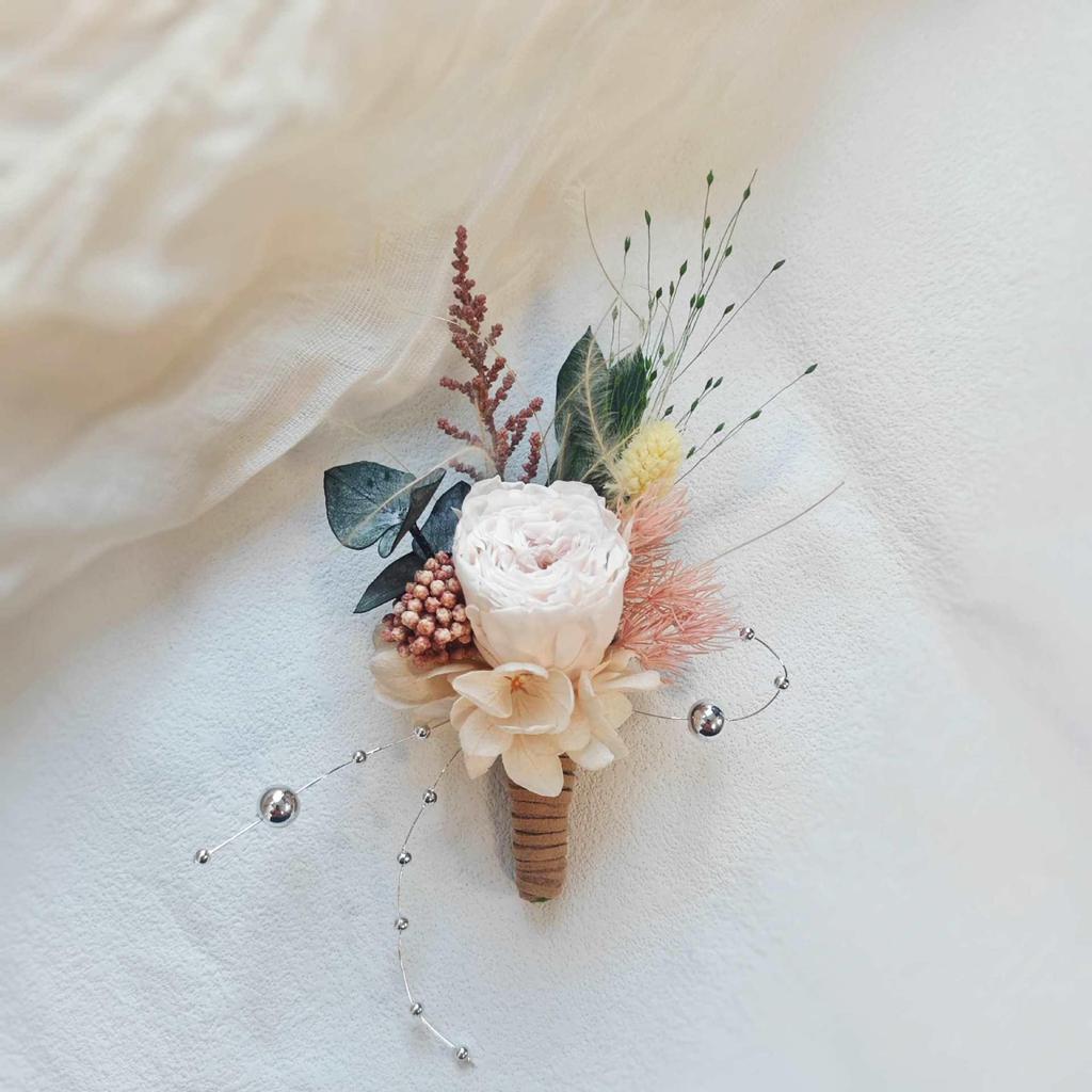 Preserved Flower Wedding Boutonniere & Wrist Corsage Set