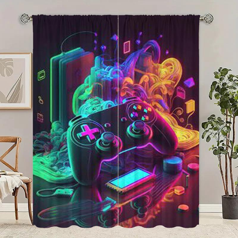 Selling 100,000 - Gamepad Eco-friendly Polyester Printed Curtain Limited Time Special + Gift Combination