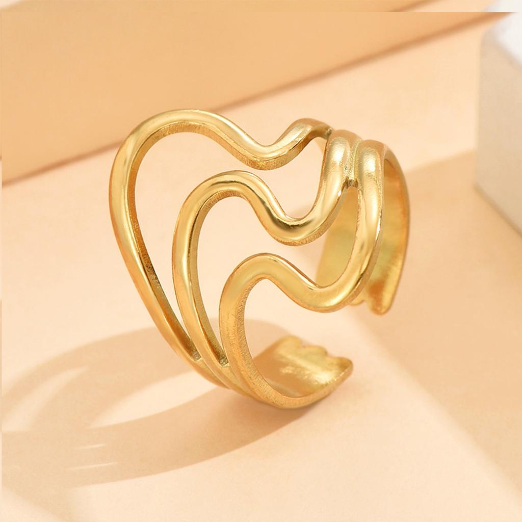 Stainless Steel Silver Color Rings for Women Punk Geometric Metal Irregular Chain Open Rings Hiphop Simple Jewelry Accessories