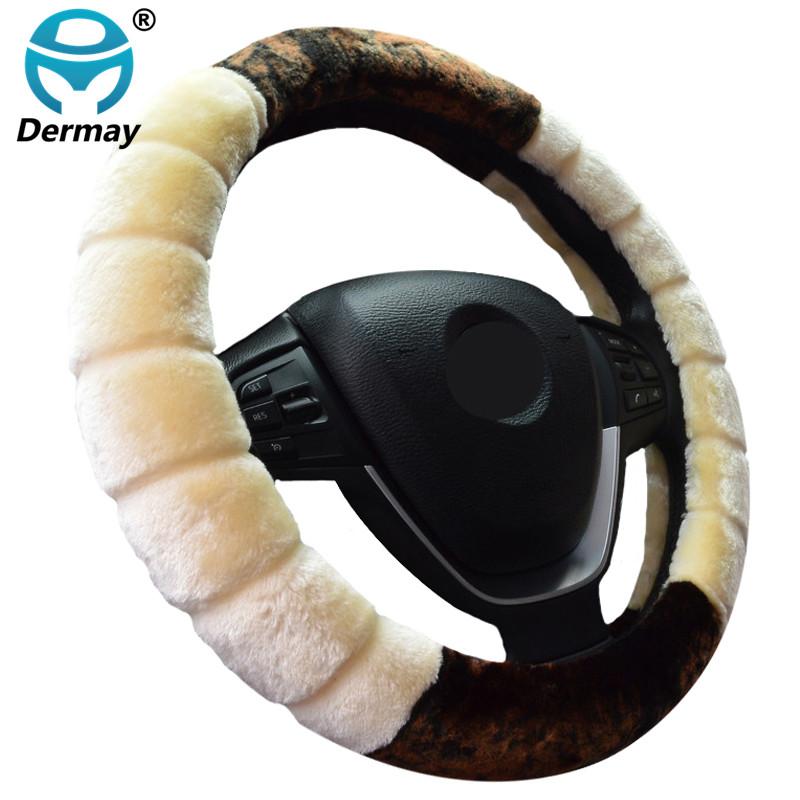 4 Colors Winter Warm FUR STEERING WHEEL COVER Size M Fit 14-15" Steering Wheel 95% Cars Free Shipping