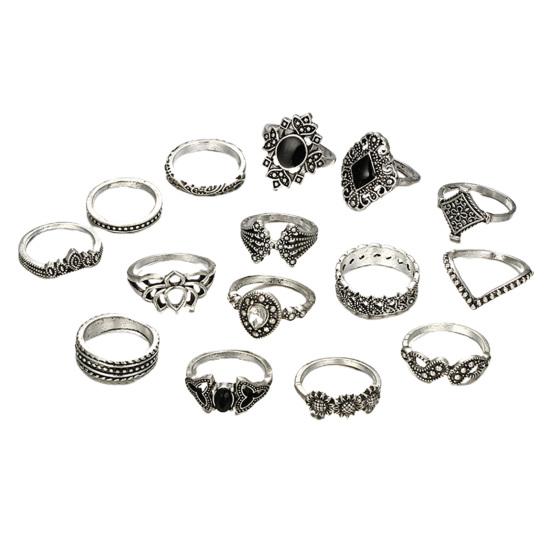 Comfortable Opening Ring Rhinestone Inlay Alloy Stackable