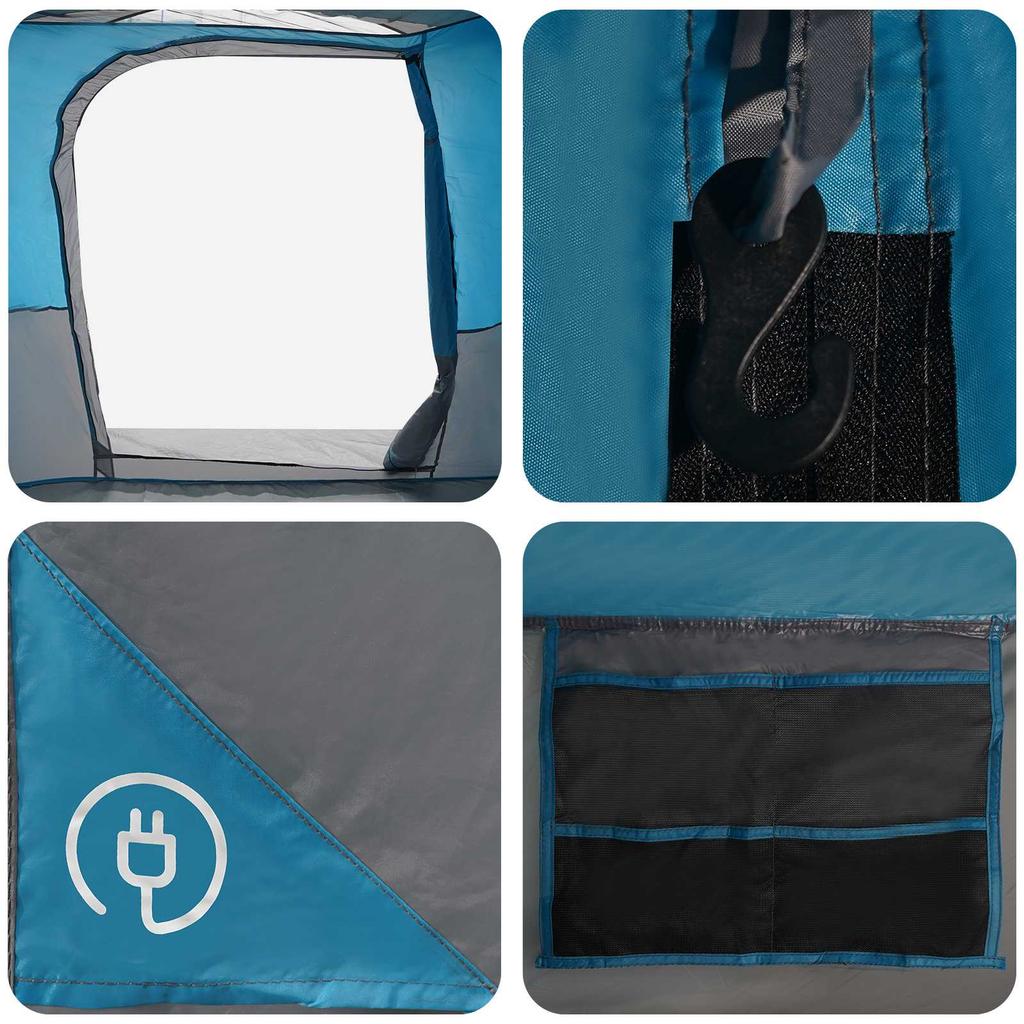 Family Tent with Rain Fly Waterproof Blue 10 Person Capacity