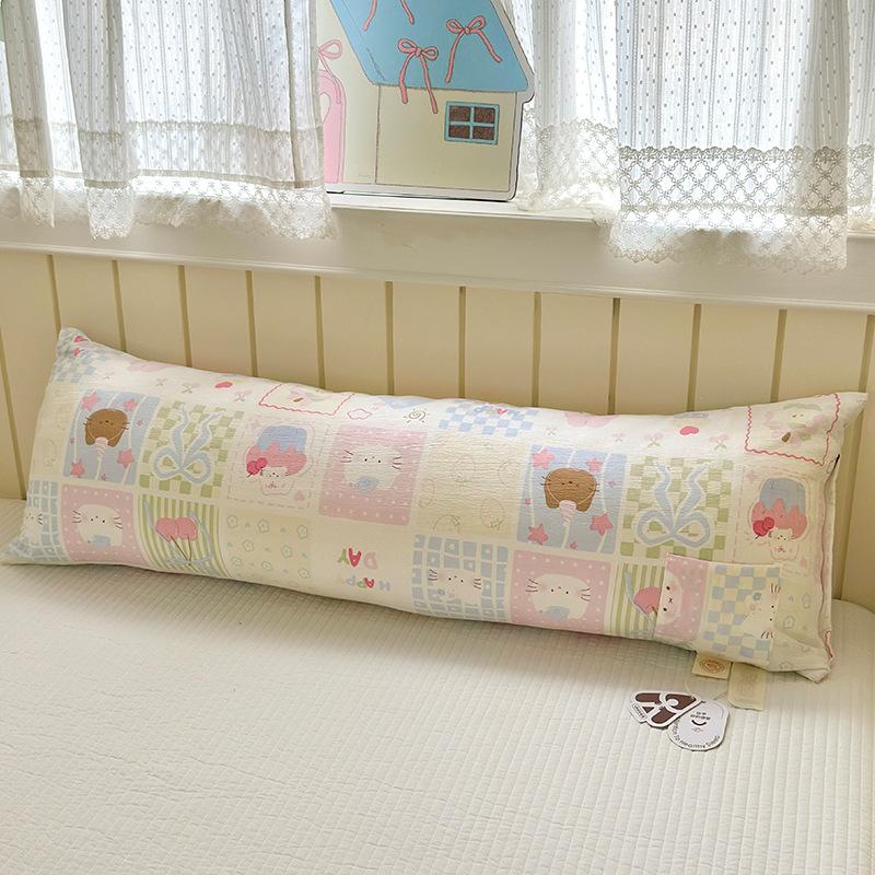 Cartoon Print Pregnant Women Side Sleeper Leg Clamp Pillow Cute Long Body Pillow with Phone Pocket for Sofa Backrest Kids Room Cushion with Core
