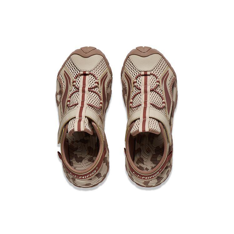 Li Ning Kids Sports Lifestyle Series Trendy Non-Slip Shock Absorbing Lightweight Sandals Kids Sandals Brown YKUT032-5