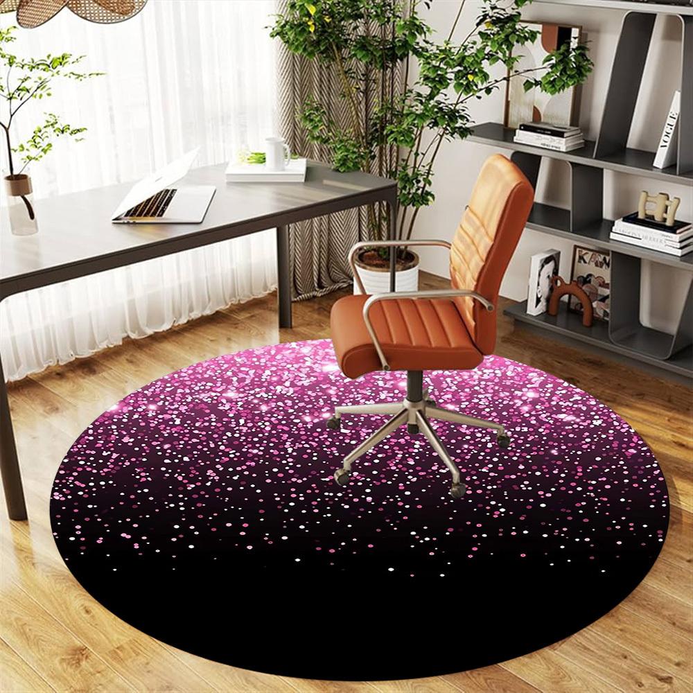 1pc Glitter Sparkle Round Chair Mat Office Area Rug - Non-Slip, Floor Mat for Office, Bedroom, and Indoor Decor P127200