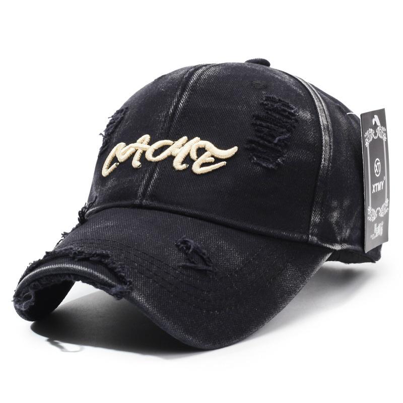 Distressed Baseball Cap Women Unisex Trendy Embroidered Letter Sun Visor Dad Hat