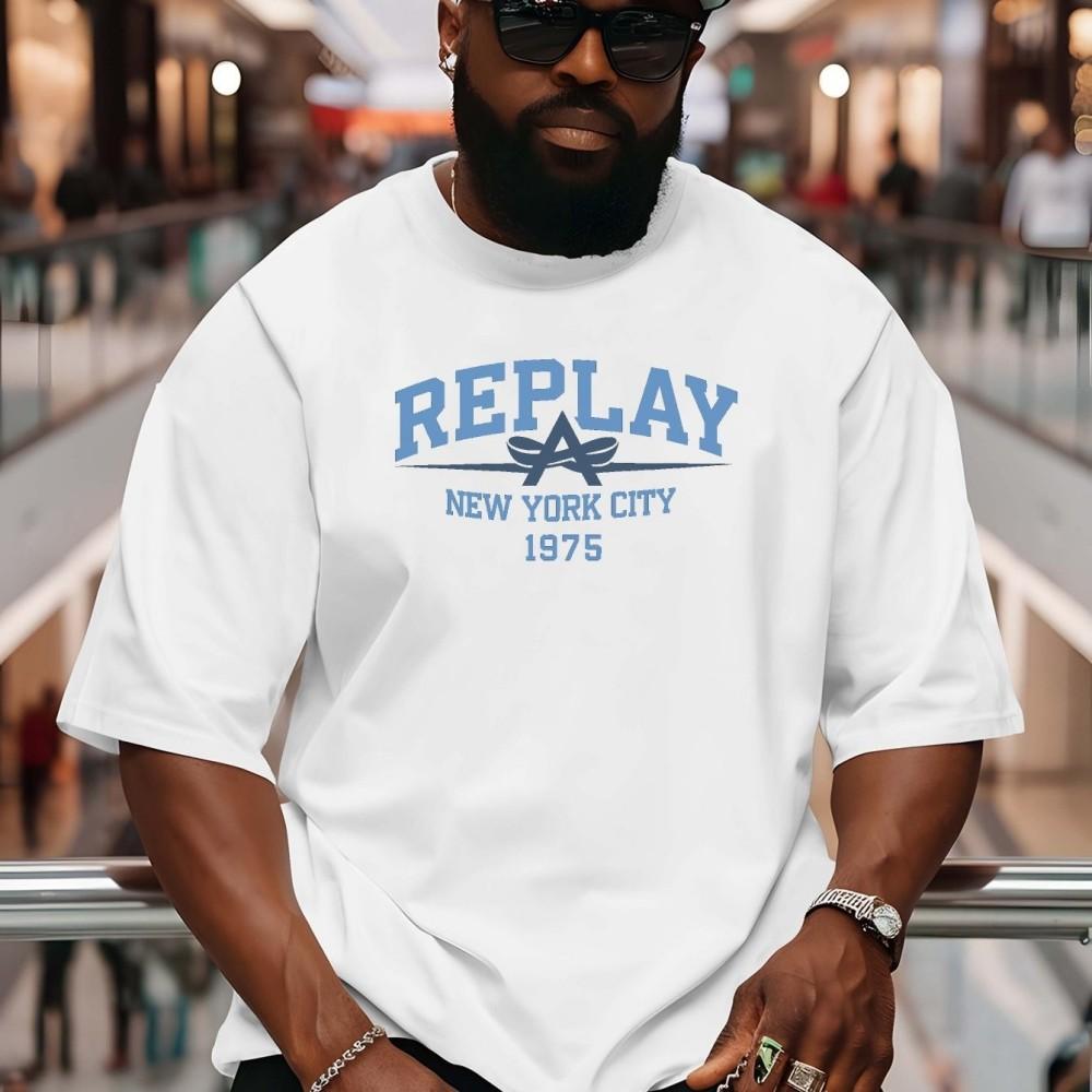 New Summer Mens High Quality 1975 Letter Printed Breathable and Comfortable Round Neck Tshirt Outdoor Hardman Casual Top