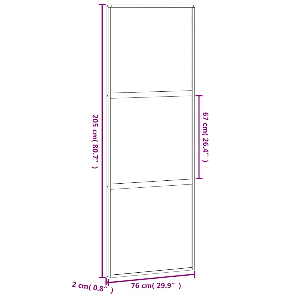 Sliding Door White 76x205 Cm Tempered Glass and Aluminum