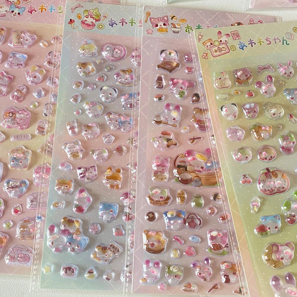 3D Relief Jelly Stickers Cartoon Animal Sticker DIY Phone Case Diary Stationery Stickers Creative Scrapbook Decoration Gifts