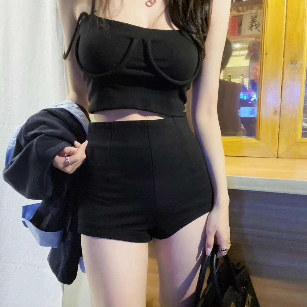 Basic High Waist Black Shorts For Women Spring Summer Casual Fit