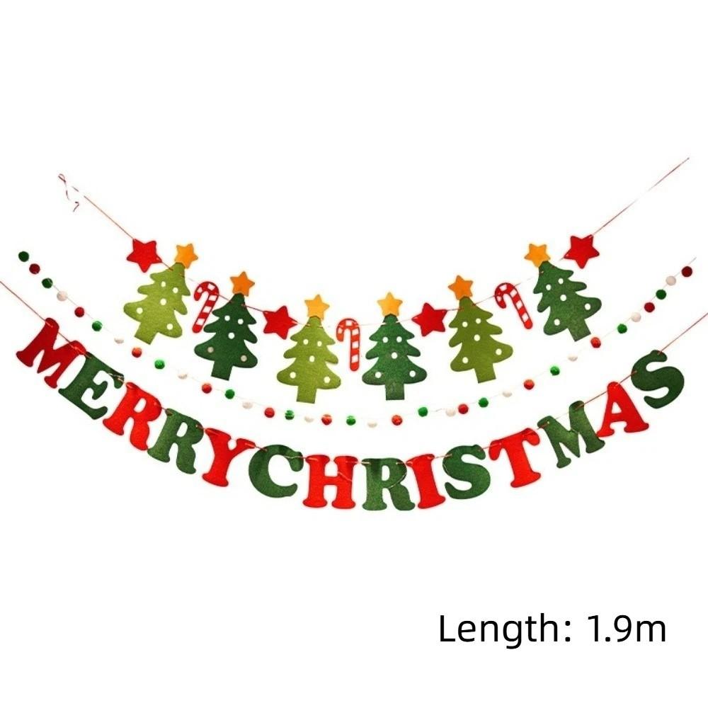 Merry Christmas DIY Christmas Banner LED String Light Hanging Pendant Hanging Bunting Xmas Felt Flag Shopping Mall Decor