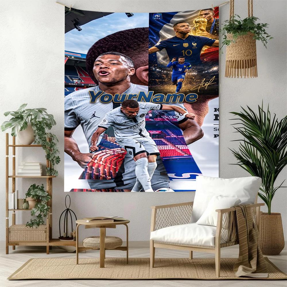 Mbappe Custom Your Name Wall Decor Tapestry Art For Pet Memorial Birthdaywedding Party Backdrop Family Gift