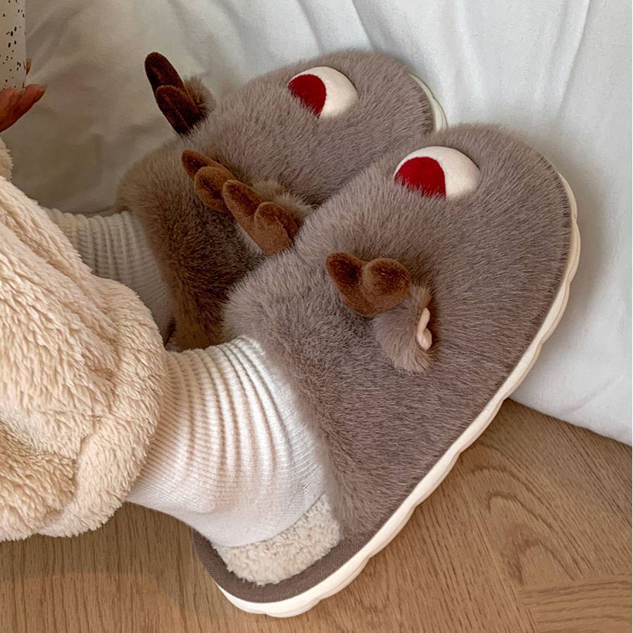 New Cotton Slippers Men's Autumn Indoor Home Cute Non-slip Warm Velvet Cotton Mop Outside Wear Parent-child Slippers