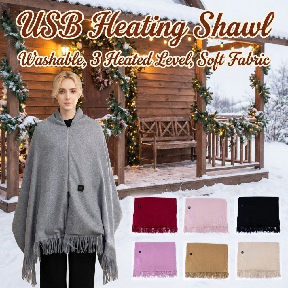 3 Heated Level USB Heating Shawl Portable Thermal Blankets Versatile Long Cape Style Shawl Indoor
