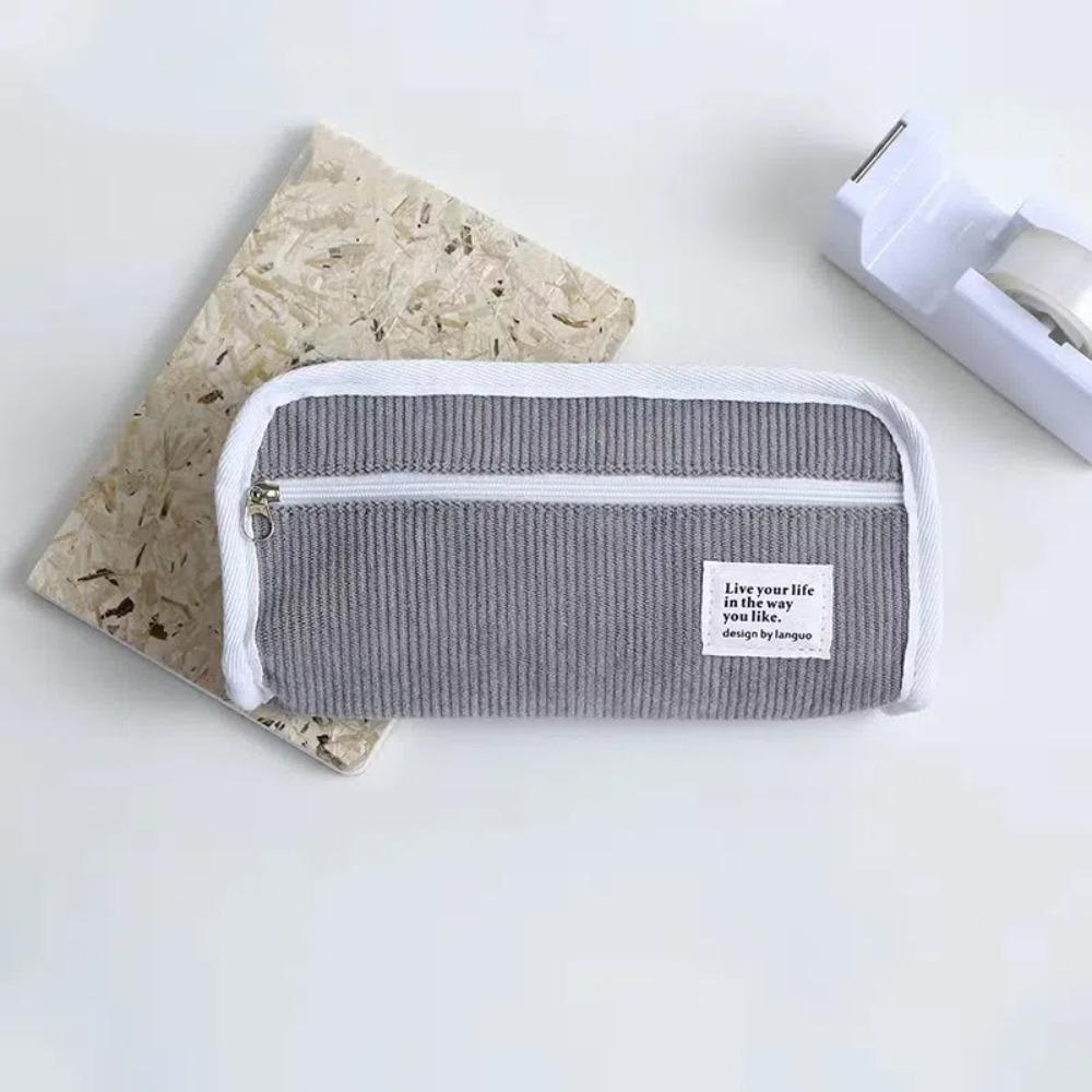 Pink Blue Grey Korean Style Pencil Case Large Capacity Pencil Pouch Ins Stationery Bag  Student