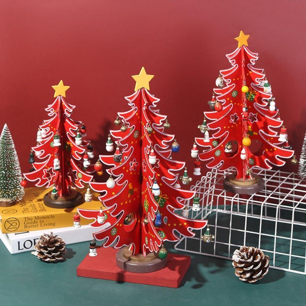 Wooden Material Christmas Tree Ornament Handmade Craft Christmas Decoration Home