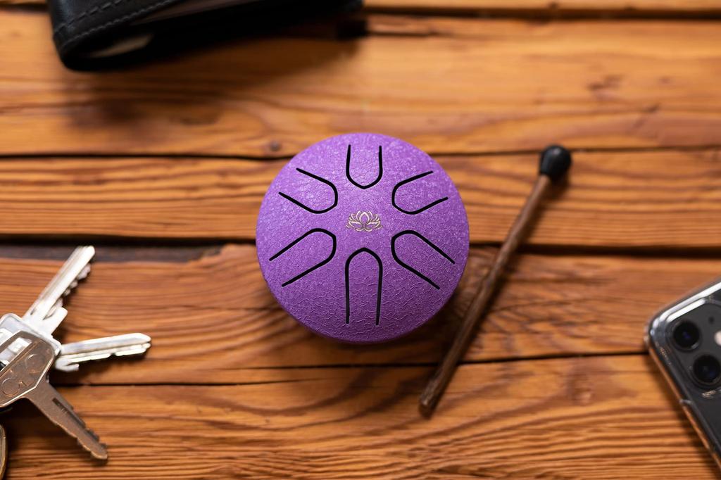 MEINL Sonic Energy Collection Pocket Steel Tongue Drum, 3-inch, A Major, PSTD1PLF, Purple [Includes Wooden Mallet] [Official Japanese Product]
