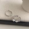 Pearl Irregular Plain Ring Double-Layer Ring Female Niche Design Simple Personality Index Finger Ring Opening Adjustable Ring