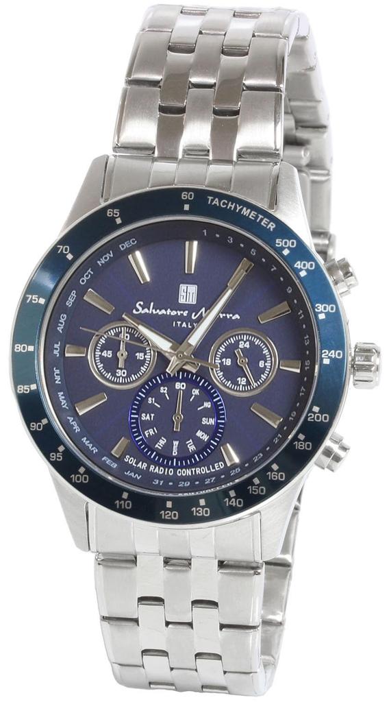 Radio Limited Italian Silver X [Salvatore Marra] Wristwatch, Solar, Chronograph, Edition, Brand, Blue, Men's, SM14117-SSBLSV