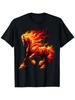 S‑5XL Fire Horse Graphic Men's T‑Shirt Round Neck Short‑Sleeve Casual Cotton Tee