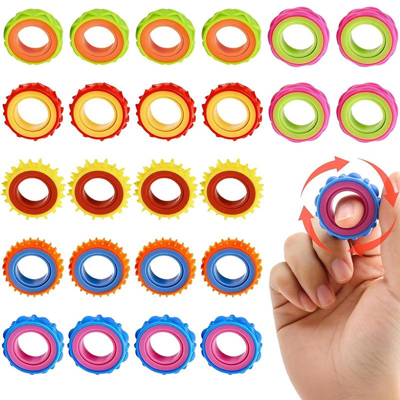 6Pcs Sensory Toys Fidget Rings For Kids Finger Spinner Rotating Anxiety Relief  Adhd Quiet Stress Relieve Gifts