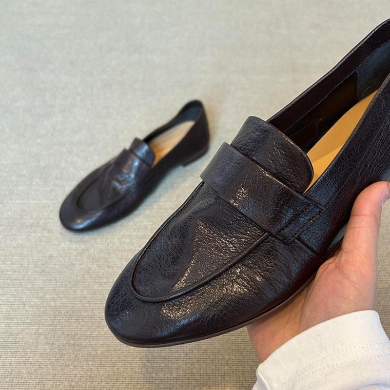 Retro Black Soft Leather Brand Designer Flat Pumps Women Comfort Concise Loafers Outdoor Commuter Office Shoes Zapatos De Mujer