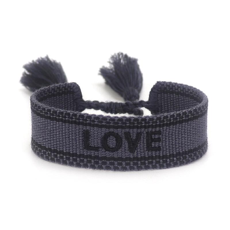 Handmade European Style Embroidered Love Bracelet with Tassels for Girls