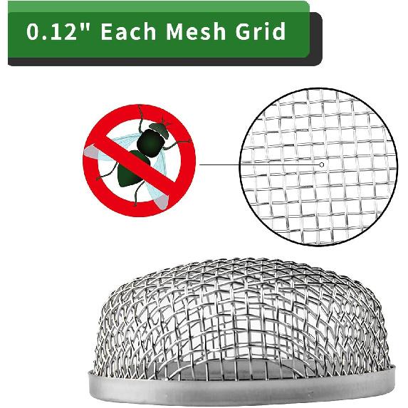 RVGUARD RV Flying Ect Screen, RV Furnace Vent Cover Bug Screen 2 Pack 2.8 X 1.3 Inch Stainless Steel Mesh With Tallation Tool And Silicone Rubber