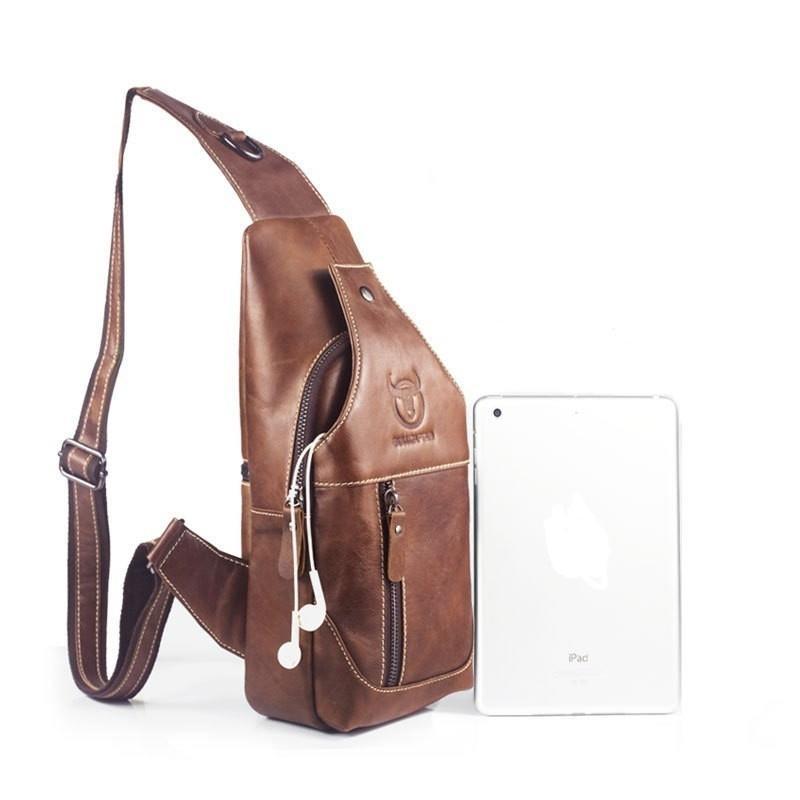 Cheap Crossbody Bag Fashion Men Genuine Leather Business Casual Brown+