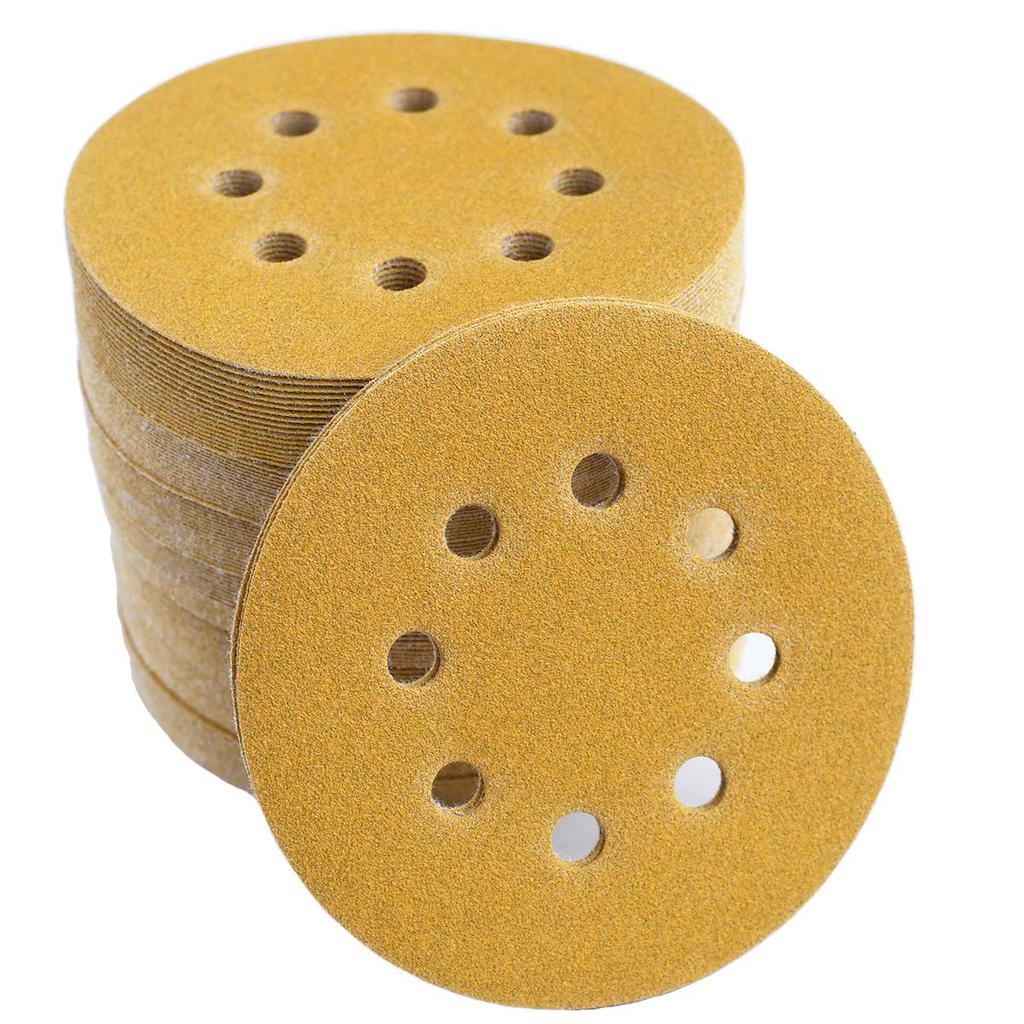 100PCS 5-Inch 8-Hole Hook and Loop Sanding Discs 120-Grit Random Orbit Sandpaper, 100-Pack