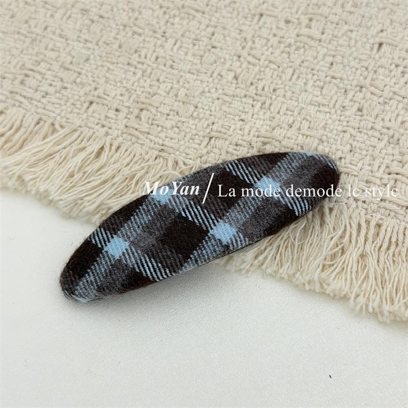 Korean Style Plaid Geometric Hair Clip - Retro BB Clip for Flyaway Hair